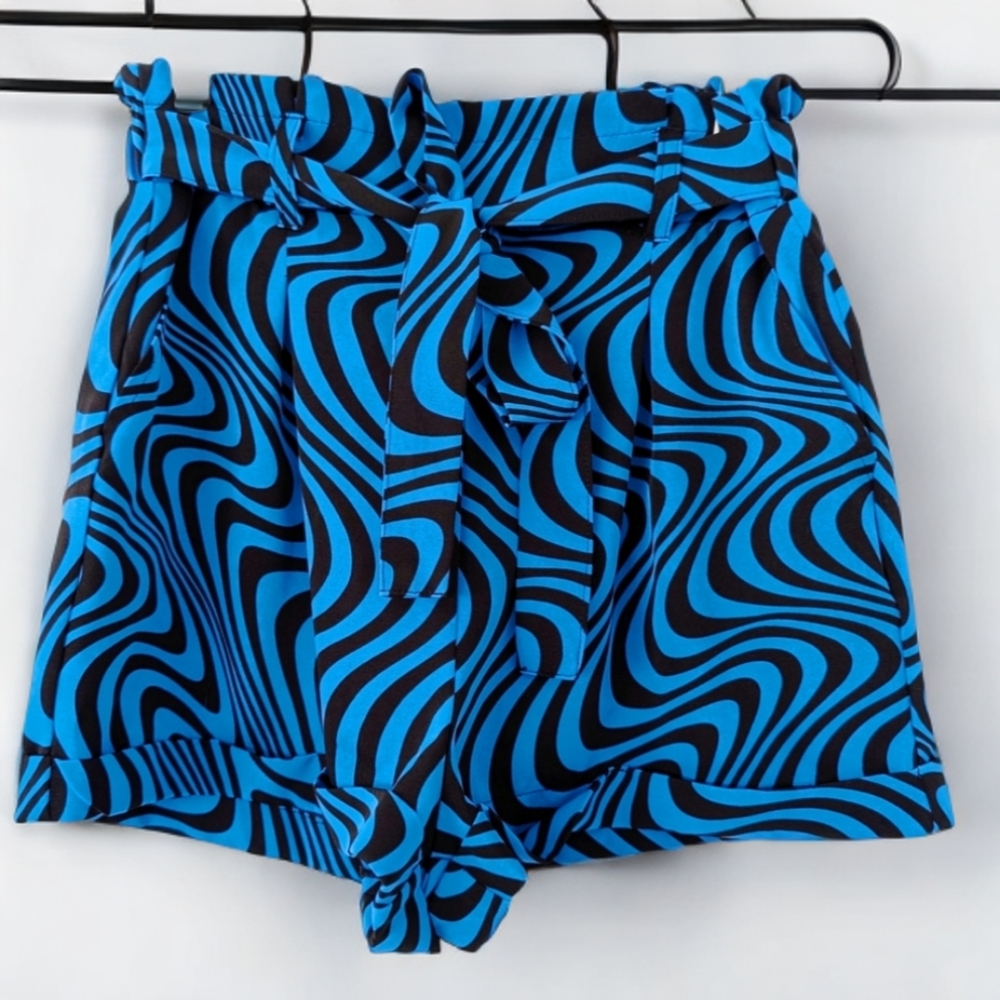 Blue and Black Colour Blocking FOREVER 21 Women's Shorts